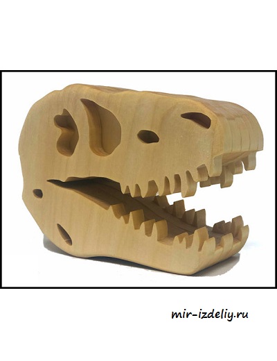 Чертеж: 3D-скелет головы динозавра из фанеры для выпиливания лобзиком