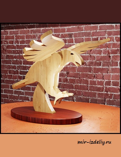 Чертеж: 3D-орёл из фанеры для выпиливания лобзиком