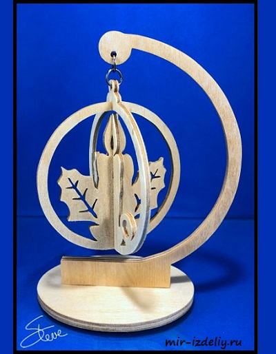 чертеж объёмного украшения в виде свечи для выпиливания