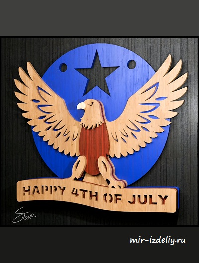 Чертеж: Орёл 4 июля из фанеры для выпиливания лобзиком