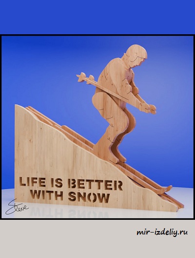 Чертеж: Лыжник 2 из фанеры для выпиливания лобзиком