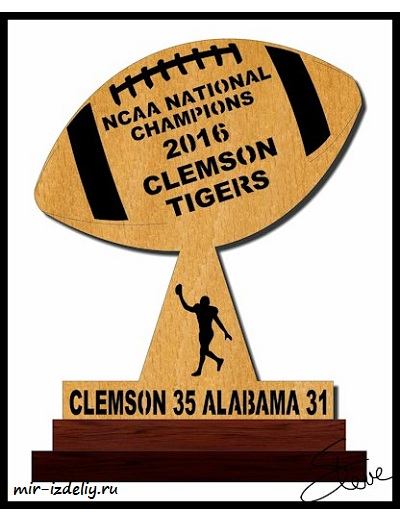 Чертеж: Национальные чемпионы NCAA по американскому футболу 2016 года — «Клемсон Тайгерс» из фанеры для выпиливания лобзиком