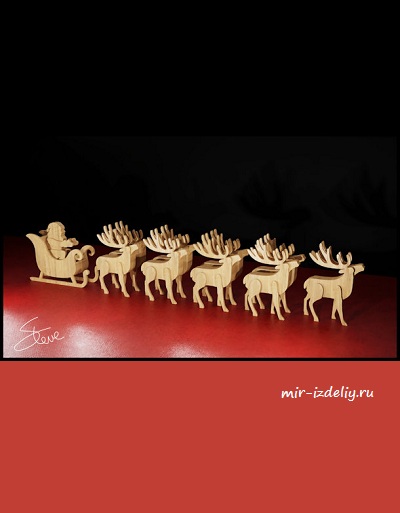 чертеж сани деда мороза для выпиливания лобзиком