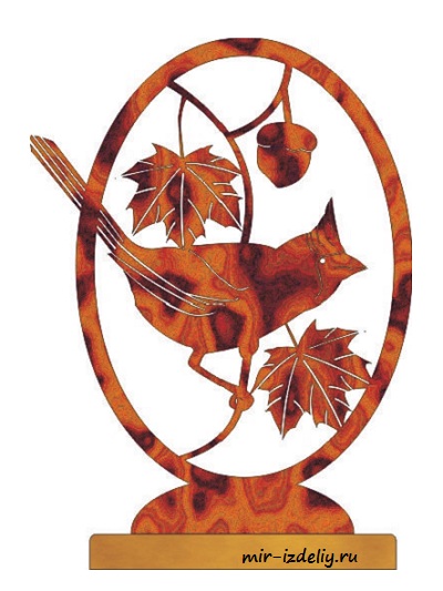 Чертеж: Панно птица на подставке из фанеры для выпиливания лобзиком