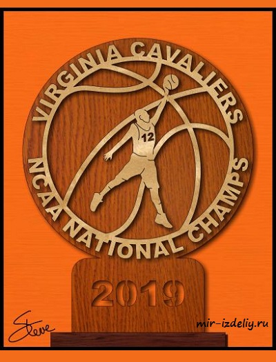 Чертеж: «Вирджиния Кавальерс» — национальные чемпионы NCAA по баскетболу 2019 года из фанеры для выпиливания лобзиком