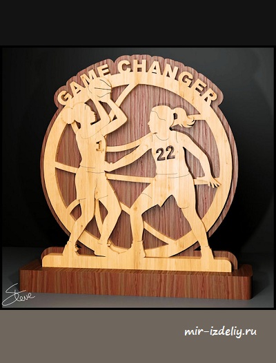 Чертеж: Награда - Женский баскетбол из фанеры для выпиливания лобзиком