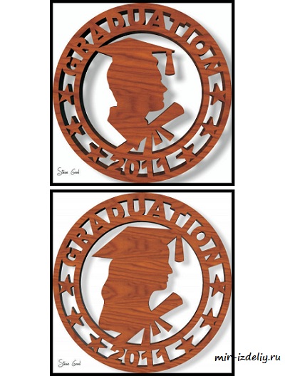 Чертеж: Панно для выпускника из фанеры для выпиливания лобзиком