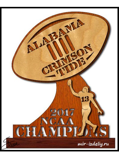 Чертеж: «Алабама Кримсон Тайд» — национальные чемпионы 2017 года из фанеры для выпиливания лобзиком