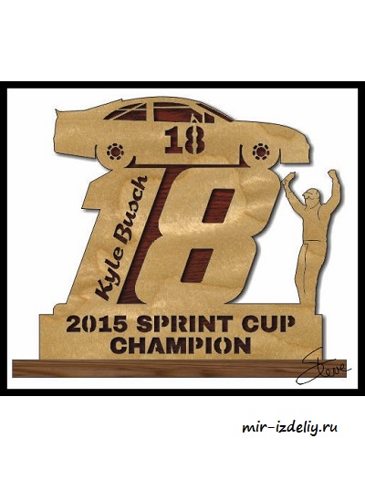 Чертеж: Чемпион Sprint Cup 2015 года — Кайл Буш из фанеры для выпиливания лобзиком