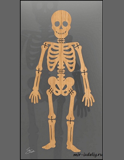 Чертеж: Скелет высотой 30 дюймов для Хэллоуина из фанеры для выпиливания лобзиком