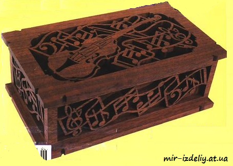 Шкатулка с нотами и скрипкой из фанеры