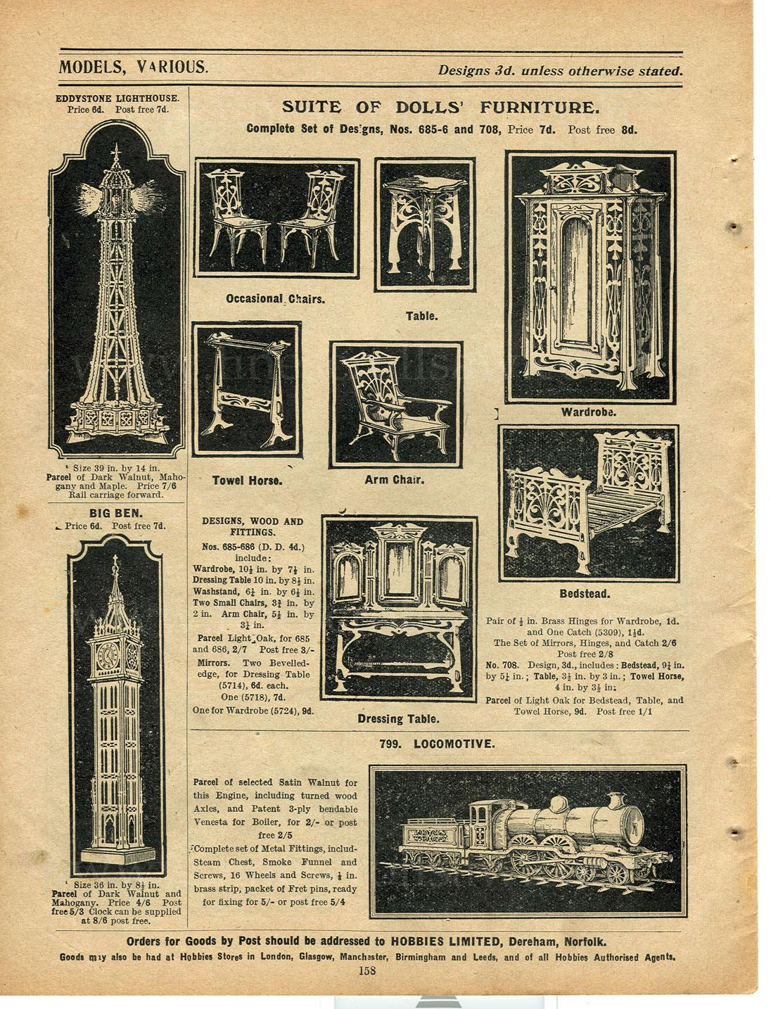 Hobbies fretwork catalogue, England, 1912 по страницам и номерам изделий 2
